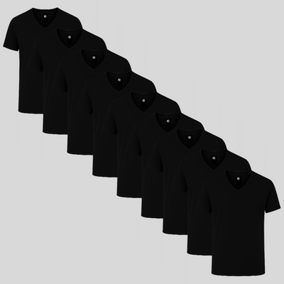 Black V-neck 9-pack
