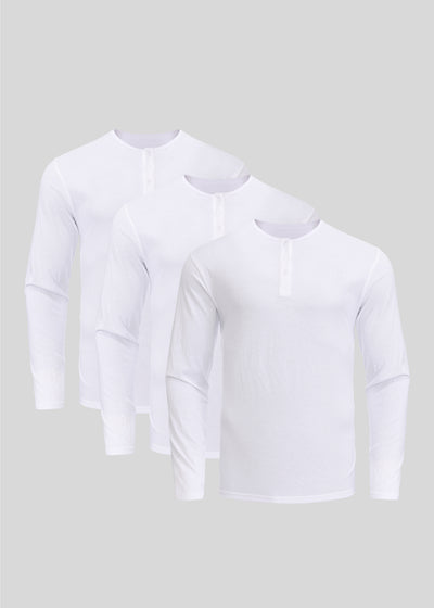 White Henley 3-pack