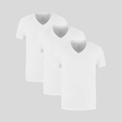 Blanco Cuello en V Pack de 3