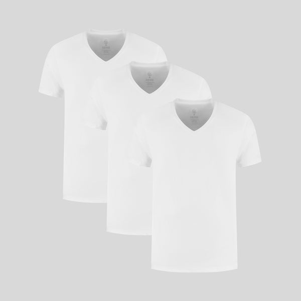 Blanco Cuello en V Pack de 3