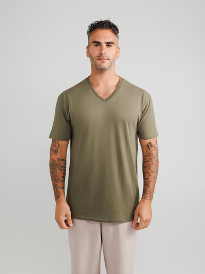 Olive V-Neck T-shirts