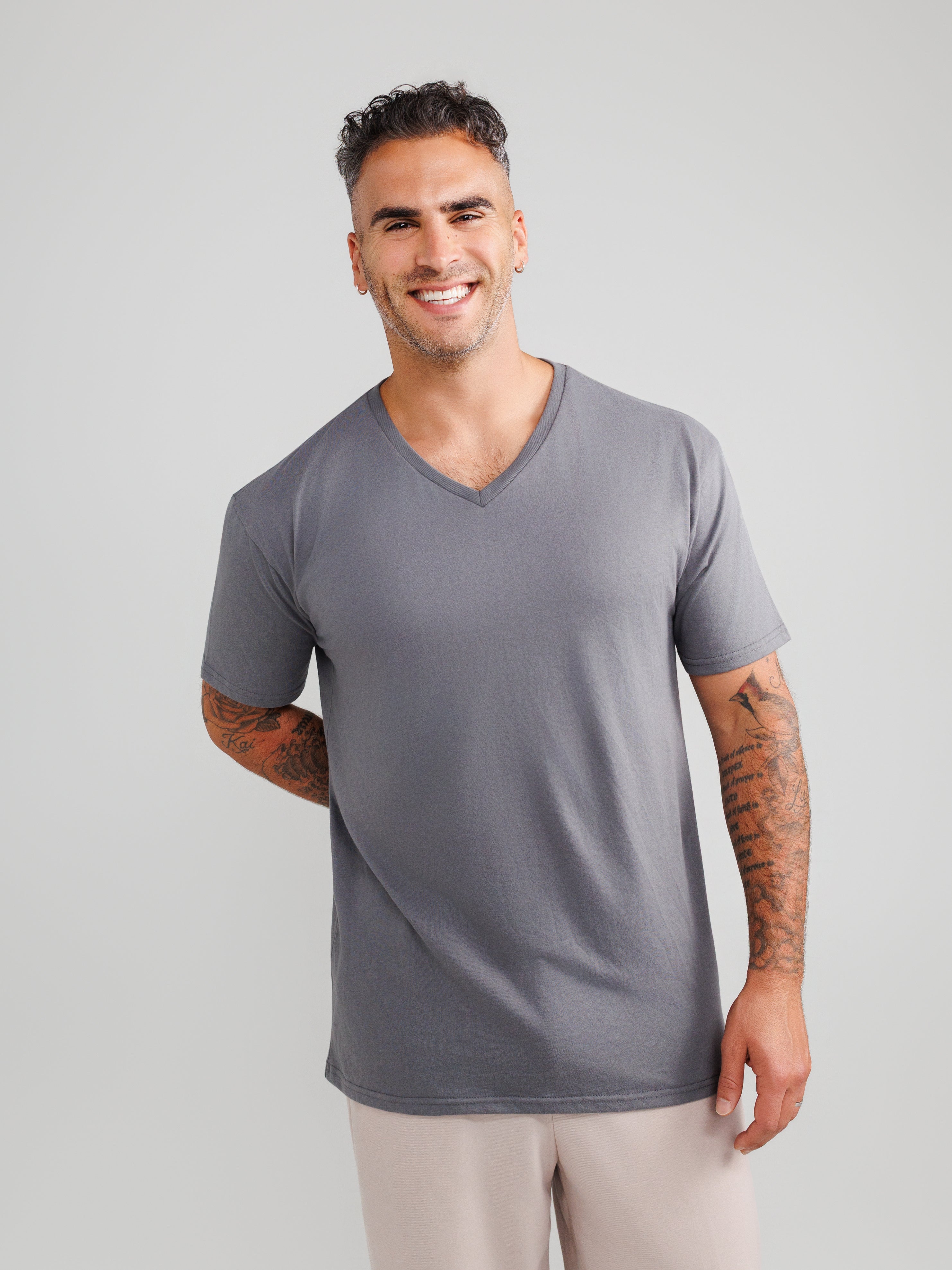 Dark Gray V-Neck T-shirts