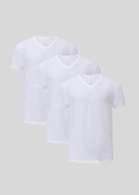 Blanco Cuello en V Pack de 3