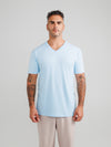 Camisetas de cuello en V azul bebé